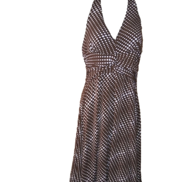 Sushi Flower Retro Brown & White Polka Dot Dress S - Picture 3 of 11